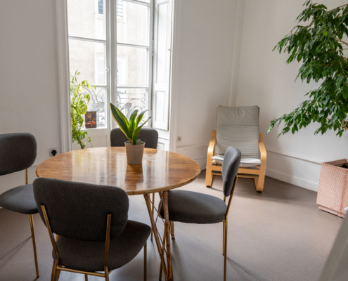 Salle de réunion au coworking Nantes Erdre parfaite pour 3 personnes.